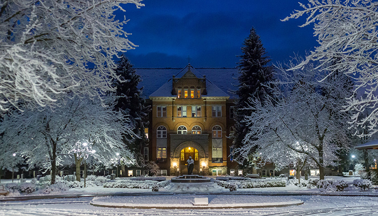 College Hall during the winter