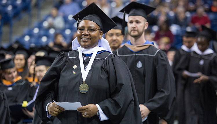 Graduate student at the 2017 commencement