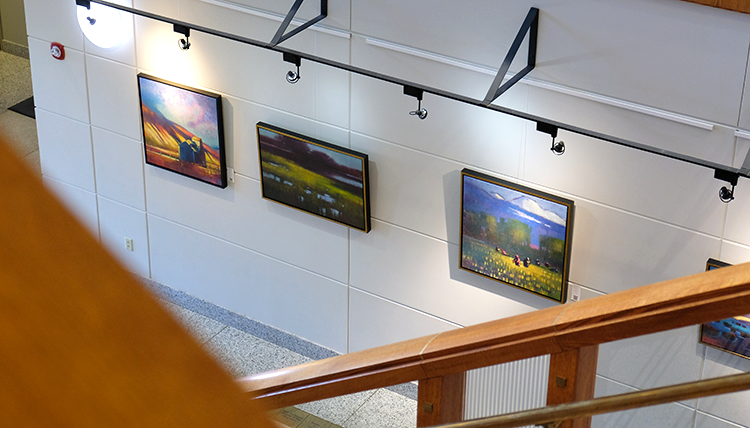 Kathy Gale artwork hanging in law building