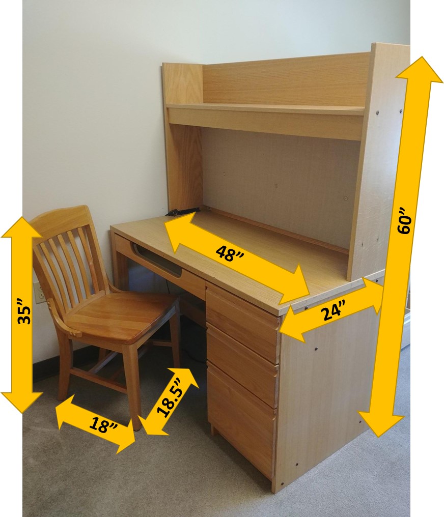 Furniture Dimensions Gonzaga University, College Dresser Dimensions