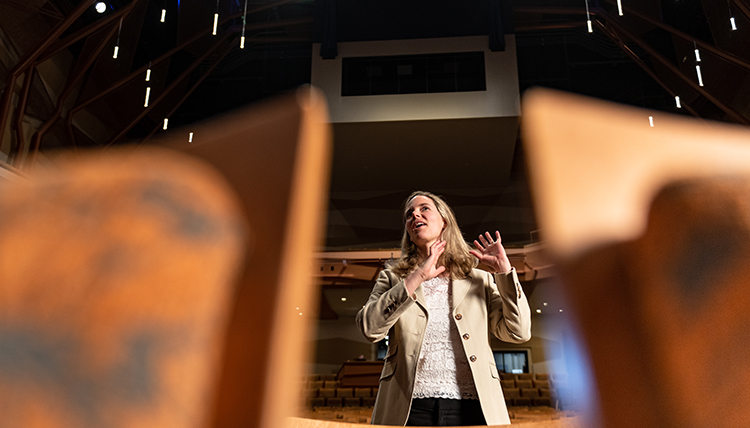theatre chair Kathleen Jeffs in the audience