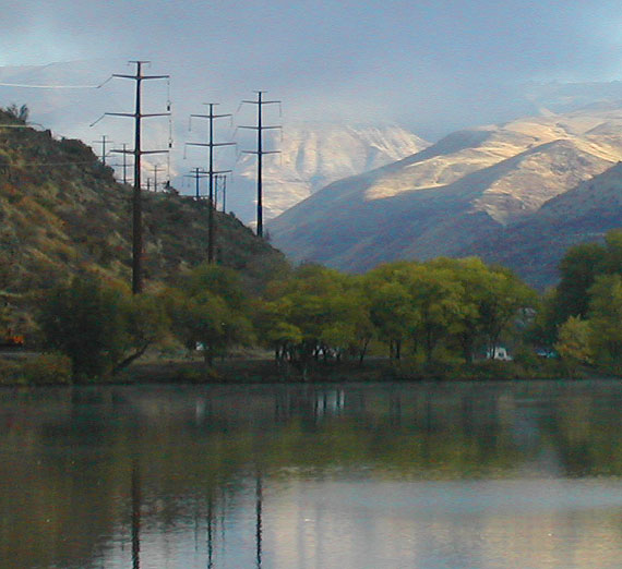 power lines through mountains