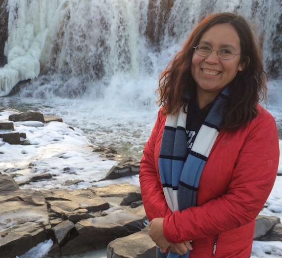 Brenda Velasco standing in front of Sioux Falls 