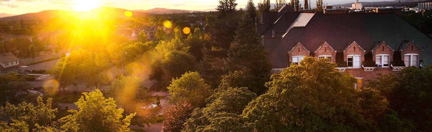 The Sun rises over the Gonzaga Campus.