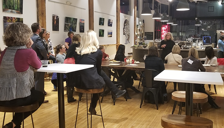 women gather at local 1st Avenue coffee shop