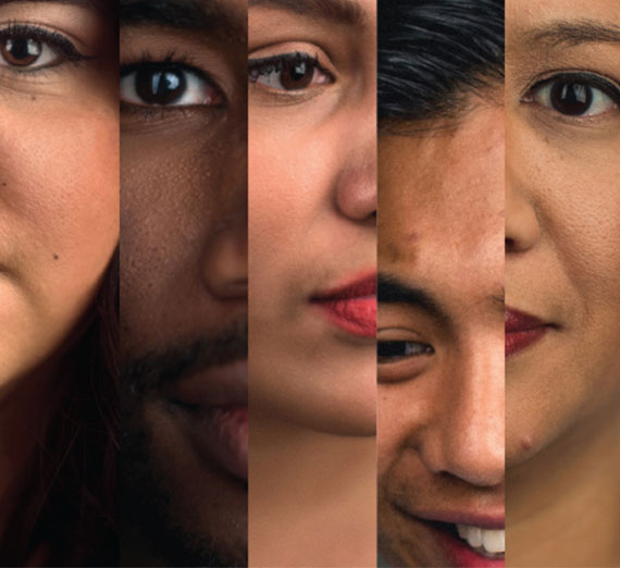 Angled profile of college-aged African-American woman