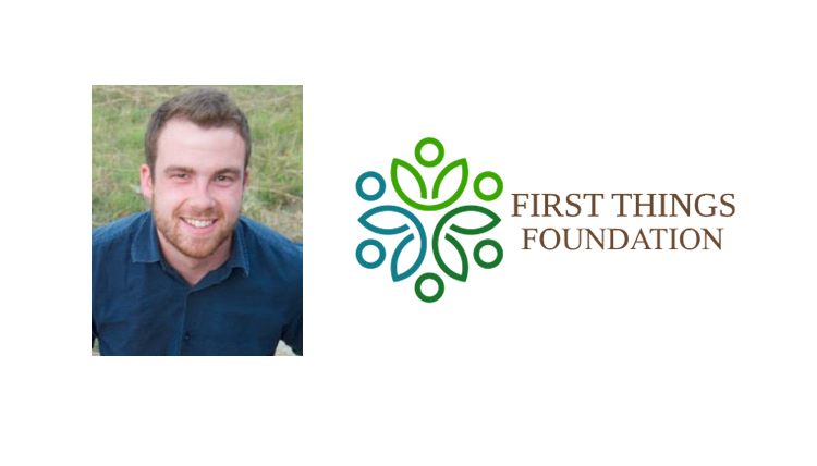 Headshot of Reilly Dooris and First Things Foundation's logo