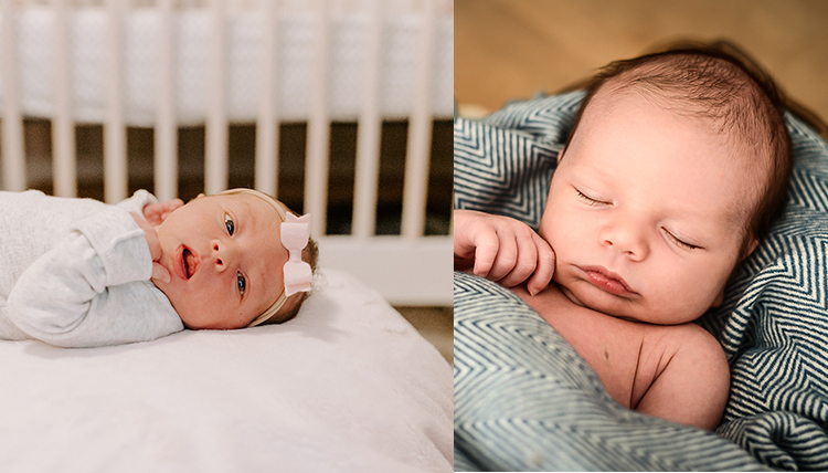 two separate photos of babies