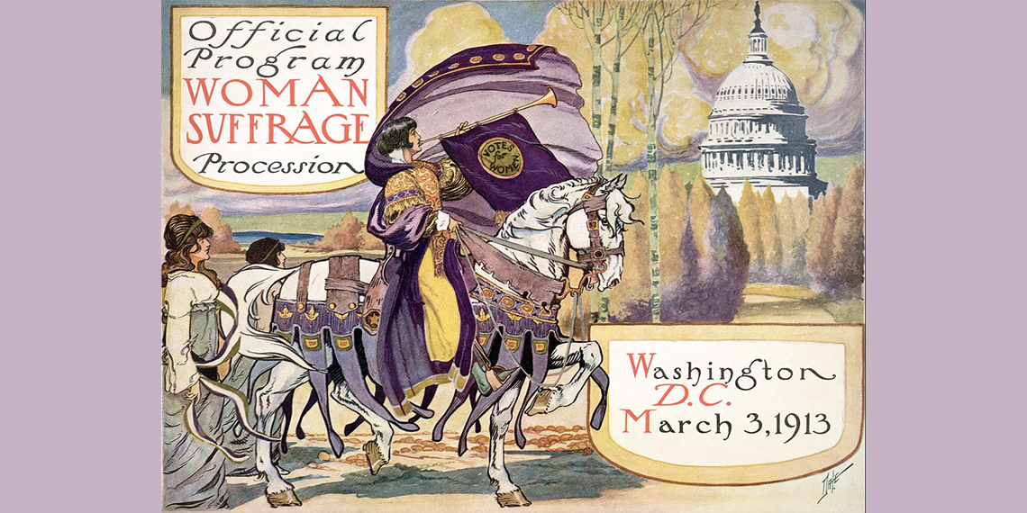 art from the 1913 womens suffrage parade advertisement