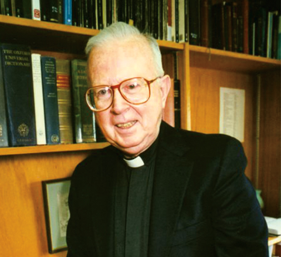 black and white of a Jesuit Priest