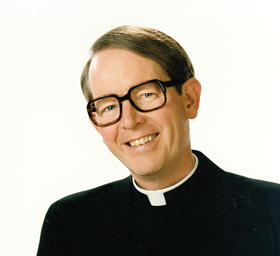 black and white of a Jesuit Priest