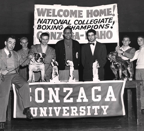 (From left) Rui Hachimura, Zach Norvell Jr., Corey Kispert and Brandon Clarke in the Zags’ 83-71 NCAA Tournament win over ninth-seeded Baylor on March 23. (GU photo by Zack Berlat)