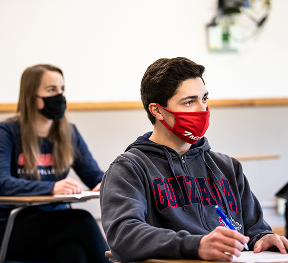 The mask requirement may be lifted for vaccinated campus members after the first few weeks, if possible, and will be assessed throughout the year. (GU photo) 