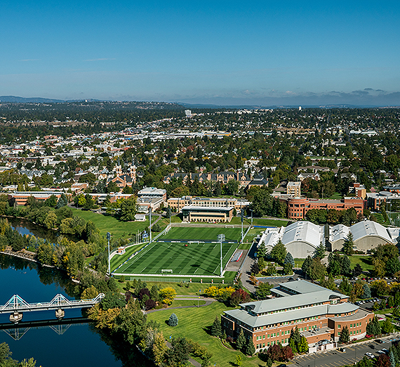 The event will be held in the Gonzaga University School of Law pictured in the foreground above. (GU photo) 
