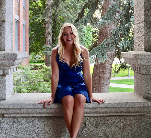 Senior Grant Hagen in Boilier Building.