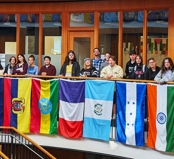 Mikel Brogan at the unveiling of the “A River of Belonging” mosaic at École Heritage Park Middle School in Mission, British Columbia. (Image courtesy Mikel Brogan)