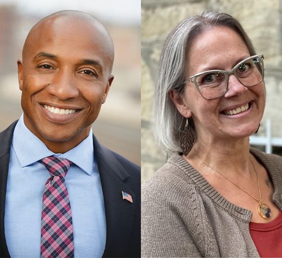 wedding man and woman holding their dogs