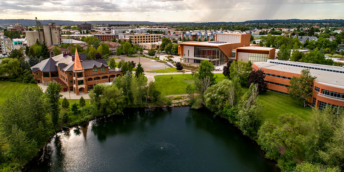 Aerial view of a western part of campus. (GU photo)
