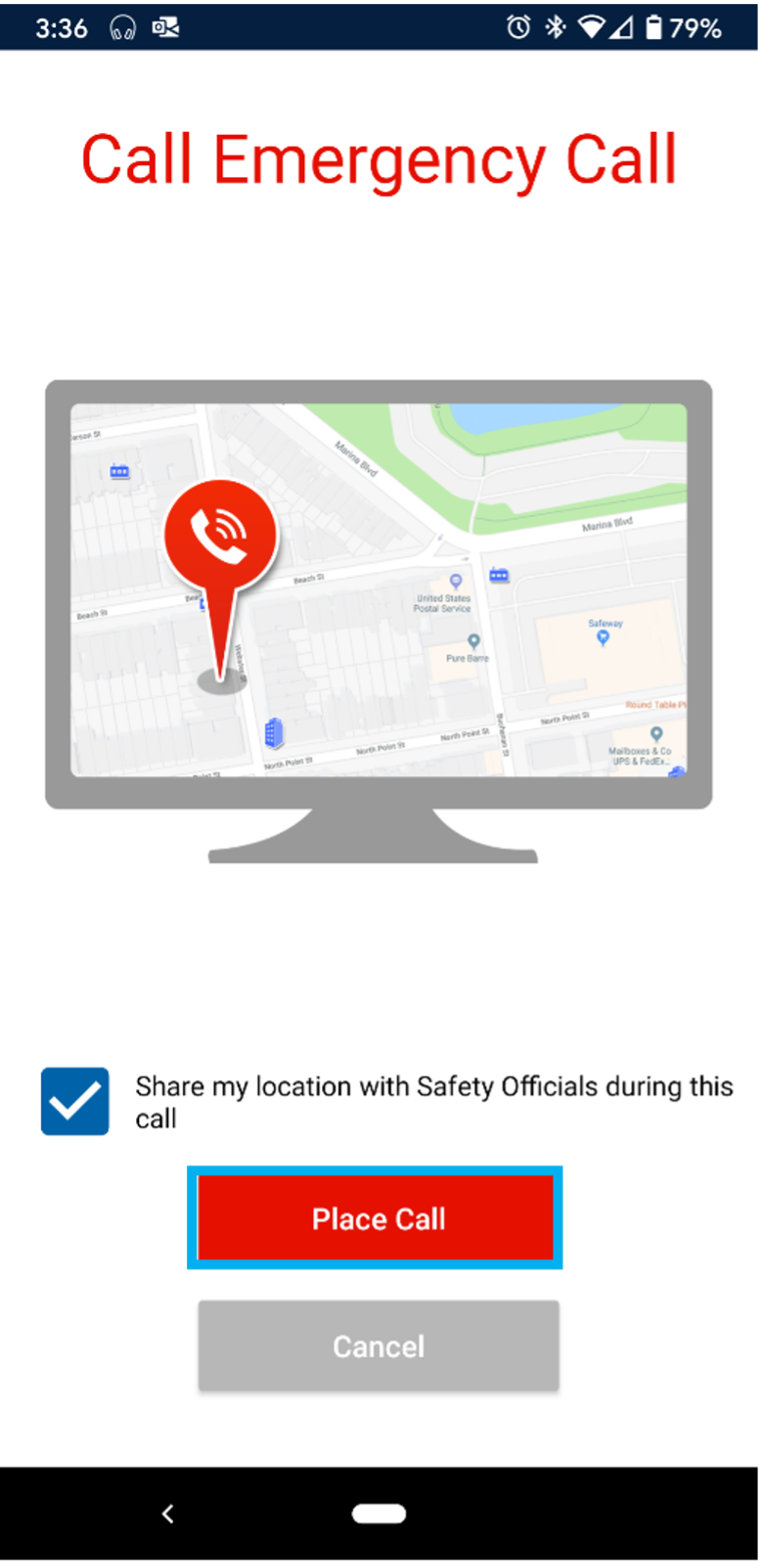 Option to share location with 911 operator through Guardian app