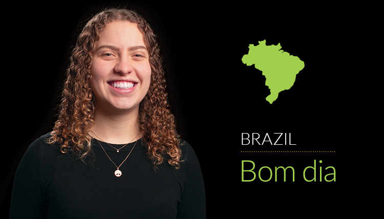 girl with her Brazil highlighted on map girl with her Brazil highlighted on map