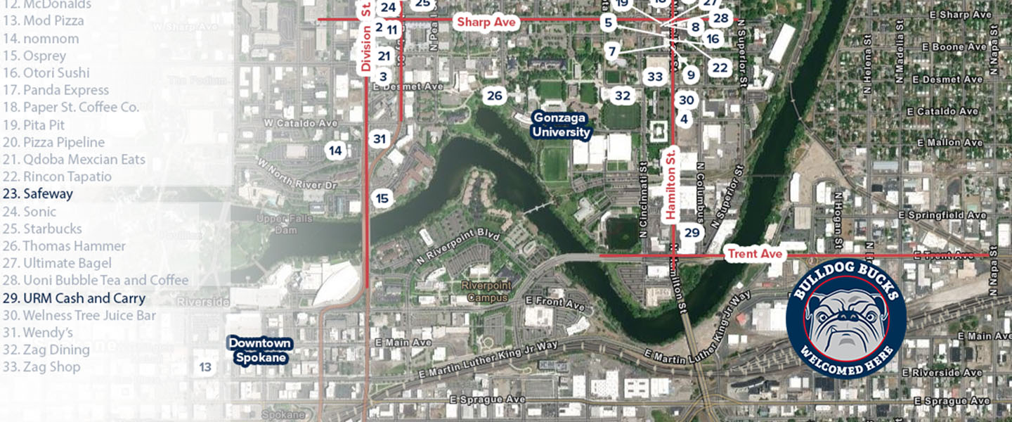 Map of gonzaga neighborhood grocery stores.