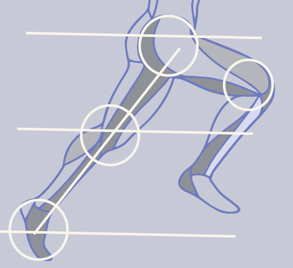 illustration of a figure running with joints highlighted as data points