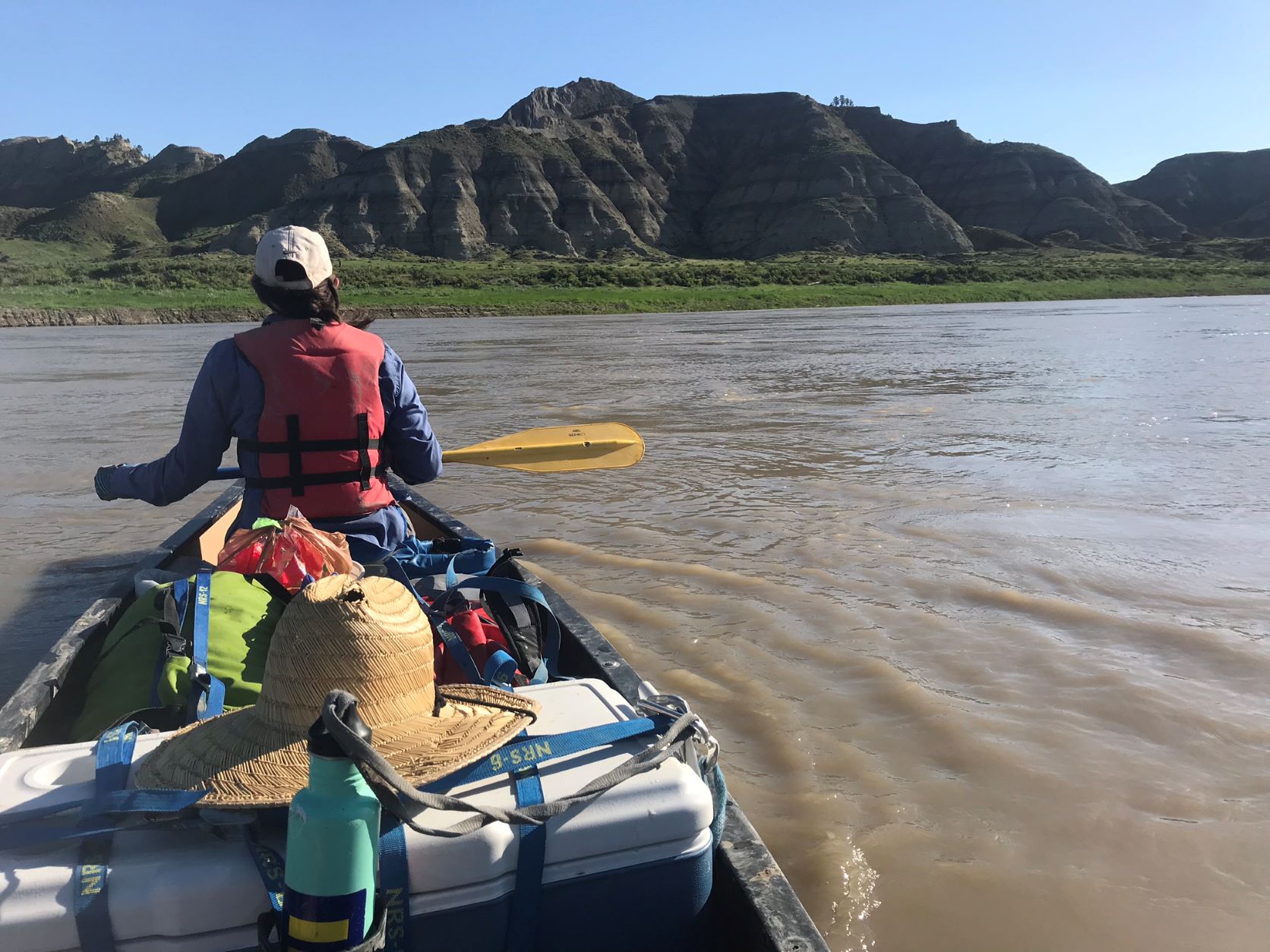student in canoe
