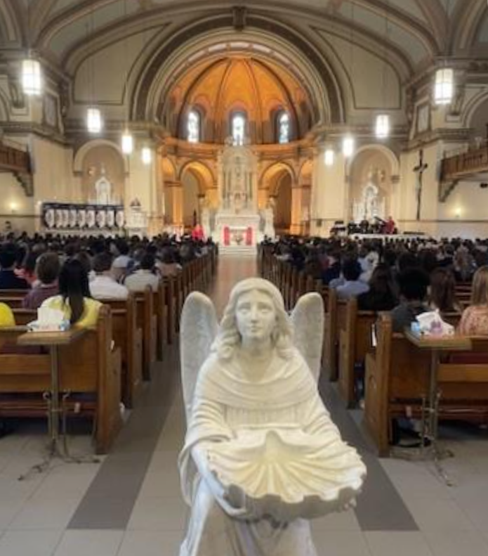 Angel statue in a chapel