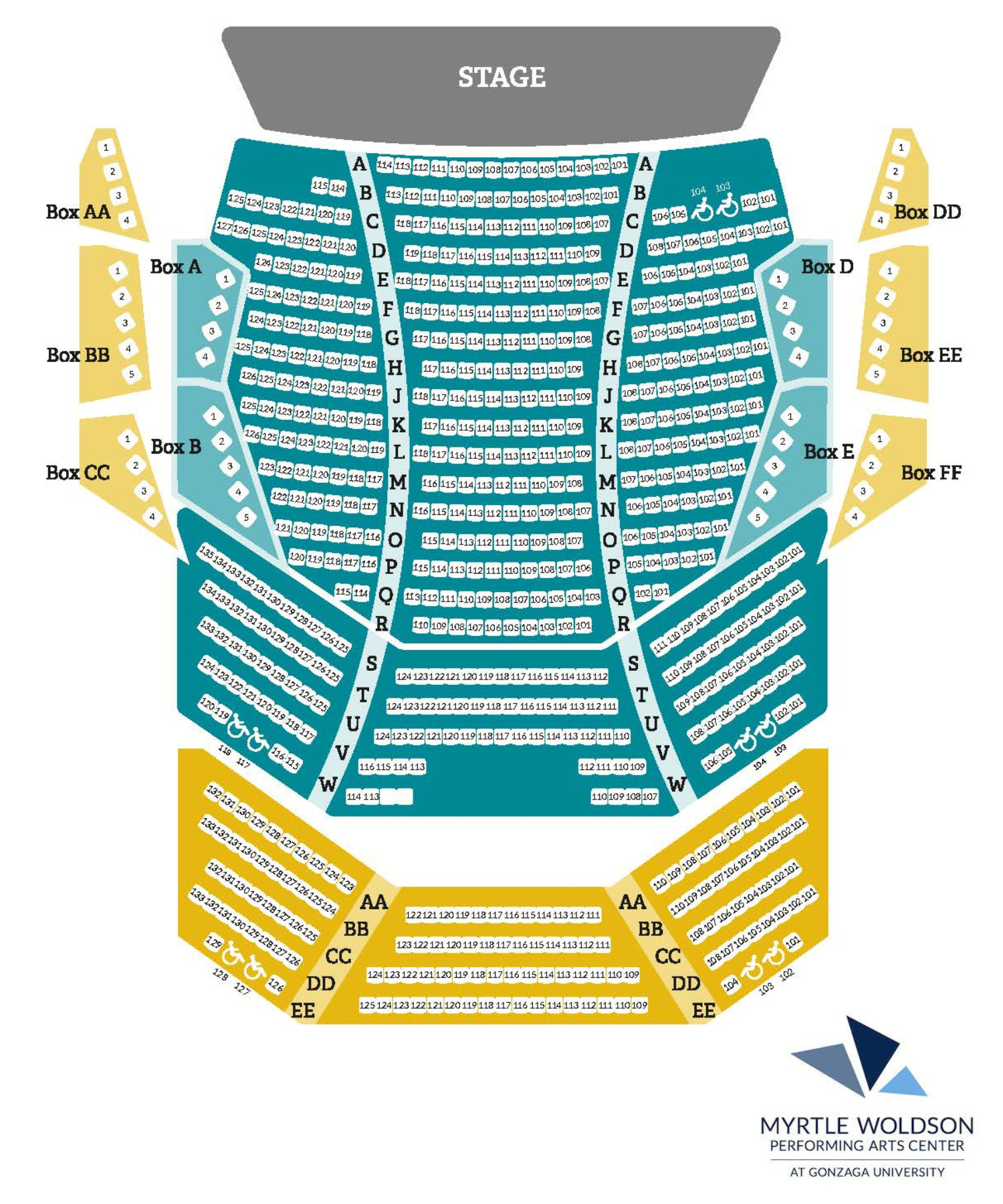 Coughlin Theater map for Orchestra and Balcony seating Coughlin Theater map for Orchestra and Balcony seating