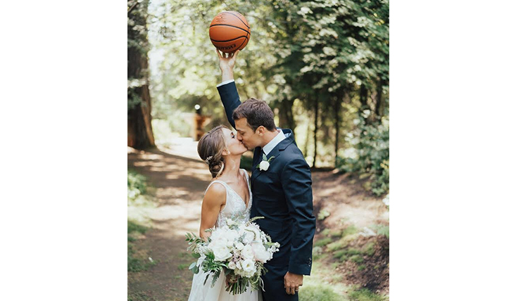 Kevin Pangos and Katie Pennington wedding with basketball Kevin Pangos and Katie Pennington wedding with basketball