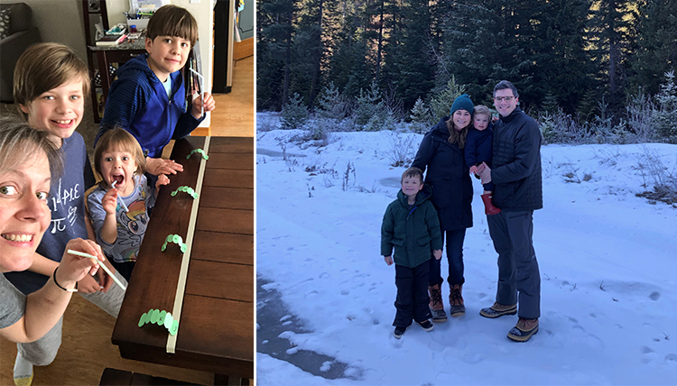 2 separate images of 2 families 2 separate images of 2 families