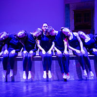 Dance troop lineup on purple background. Dance troop lineup on purple background.