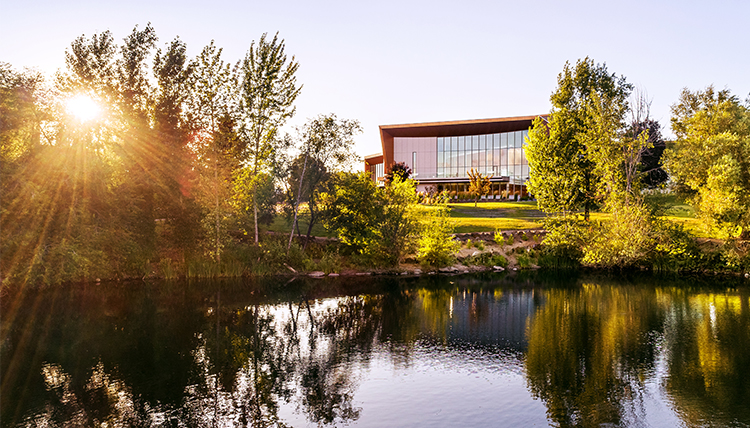 Woldson Performing Arts Center as viewed from across Lake Arthur Woldson Performing Arts Center as viewed from across Lake Arthur