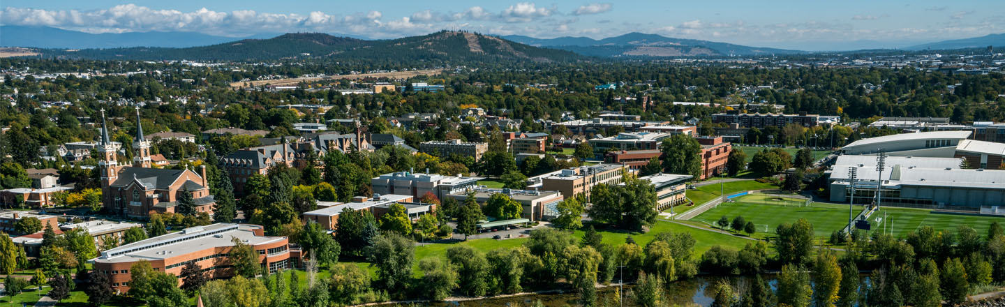 Drone view of campus 