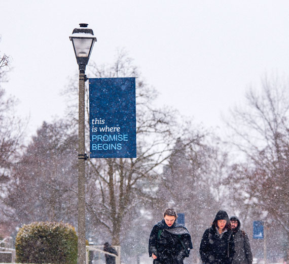 campus in the snow 