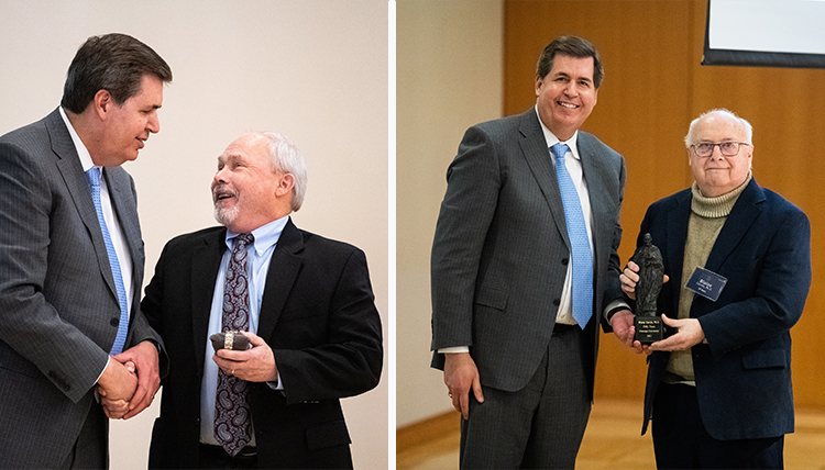 two individual photos of awardees with president two individual photos of awardees with president