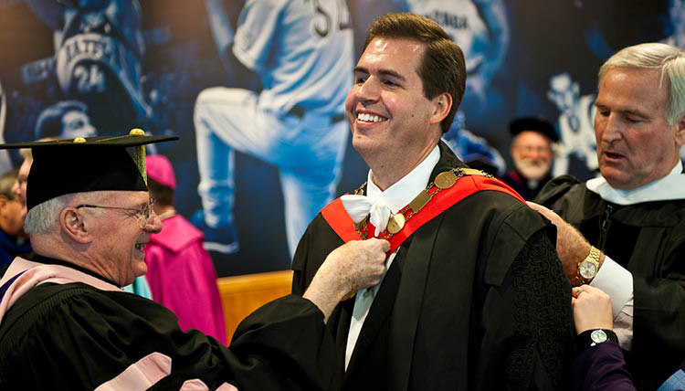 President McCulloh receives honors at his inauguration. President McCulloh receives honors at his inauguration.