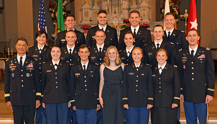 group of young men and women ROTC cadets group of young men and women ROTC cadets