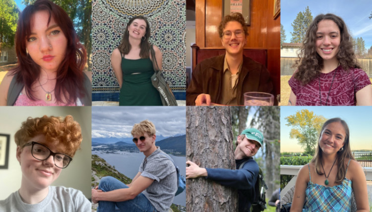 Photo collage highlighting individual photos of the 8 Morris Fellows students