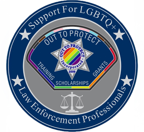 A police badge-shaped logo saying 
