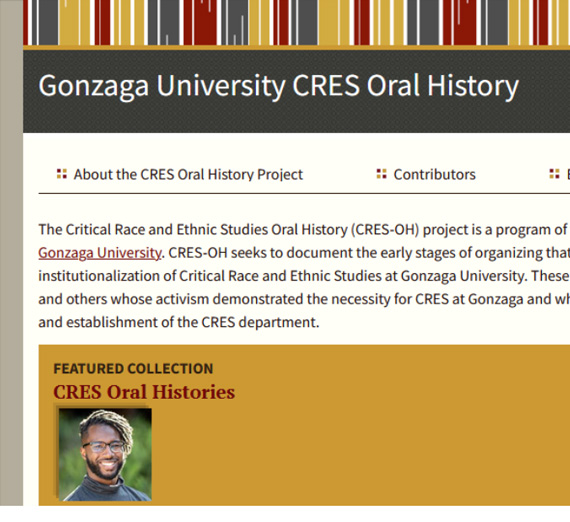 Screen shot of CRES Oral History digital project