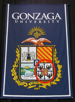 Gonzaga coat of arms with bottom right quadrant circled to show the 1432 Gonzaga family coat of arms Gonzaga coat of arms with bottom right quadrant circled to show the 1432 Gonzaga family coat of arms