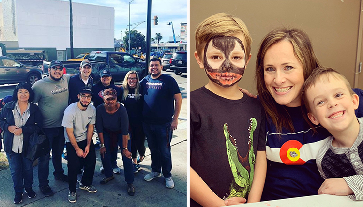 two separate images of alumni, one in LA, one in Denver two separate images of alumni, one in LA, one in Denver