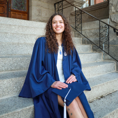 Gonzaga University Sociology & Criminology Alumna Juliana Maucione ('26) dressed in graduation attire.