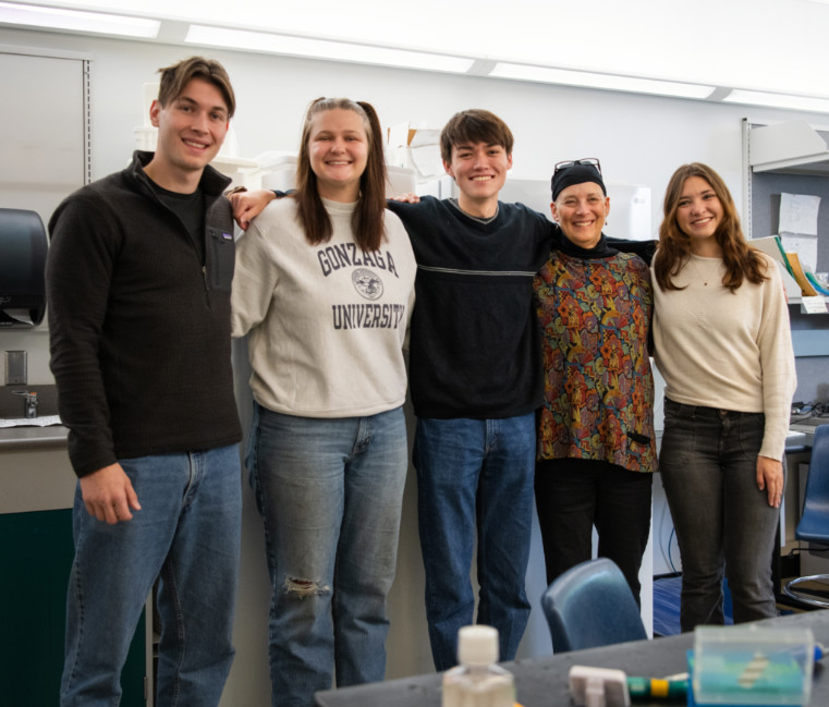 Dr. Nancy Staub with a group of students