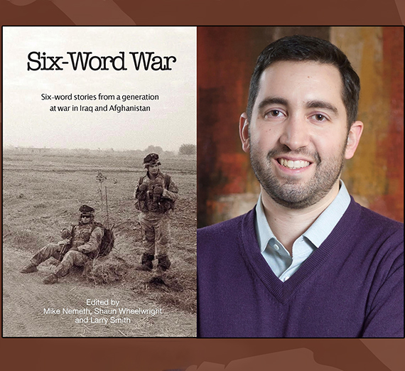 The book titled Six-Word War with an image of author Mike Nemeth The book titled Six-Word War with an image of author Mike Nemeth
