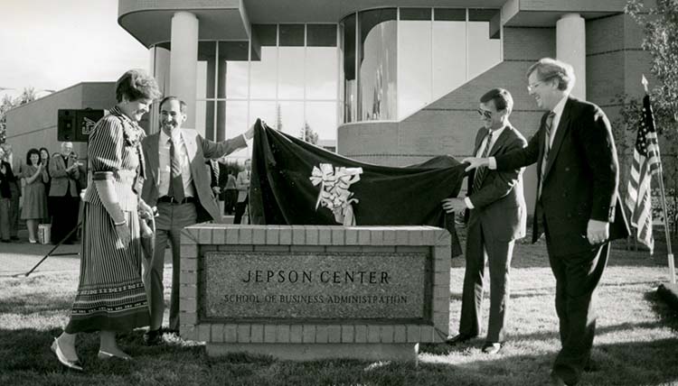 Jepson Center sign is uncovered Jepson Center sign is uncovered