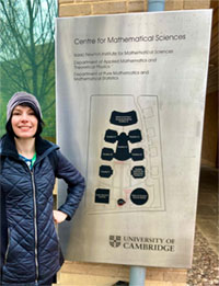 Melody Alsaker stands in front of the Isaac Newton Institute. Melody Alsaker stands in front of the Isaac Newton Institute.
