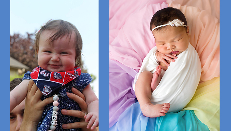 a smiling baby and a sleeping baby a smiling baby and a sleeping baby