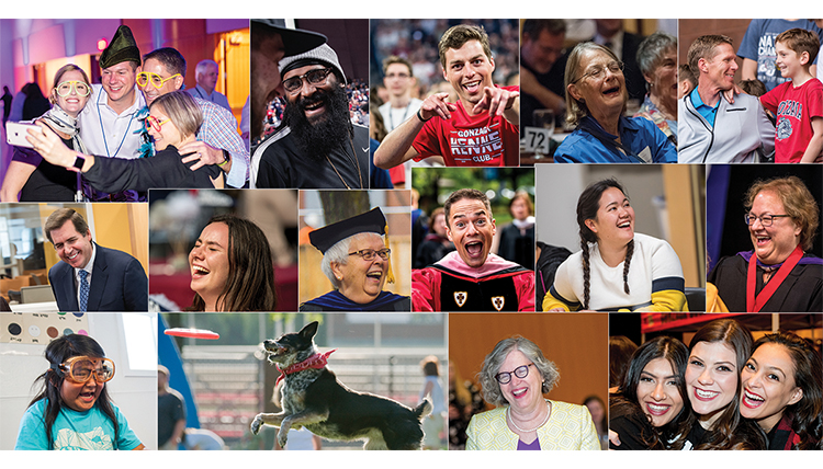 a collage of many happy people from the Gonzaga community a collage of many happy people from the Gonzaga community